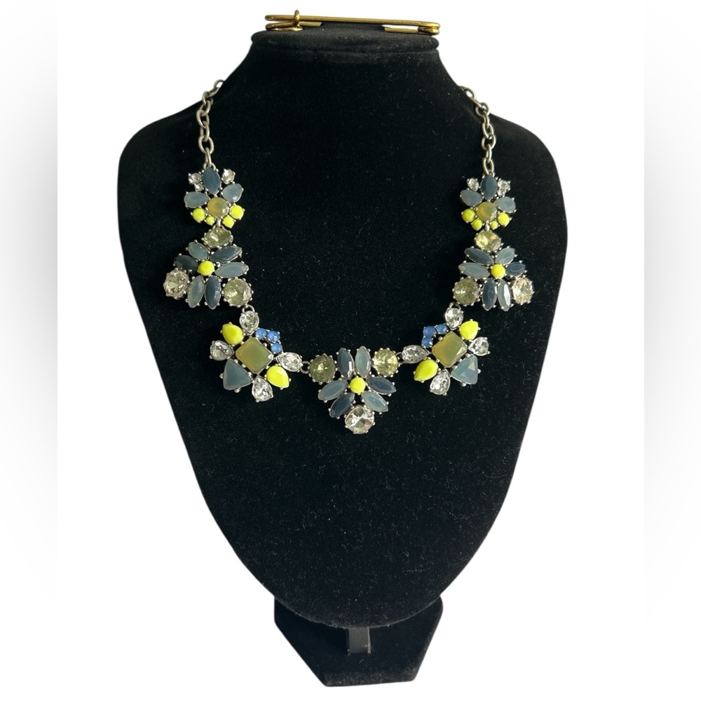 Stella & Dot Elodie Silver Tone Multi Color Rhinestone Necklace